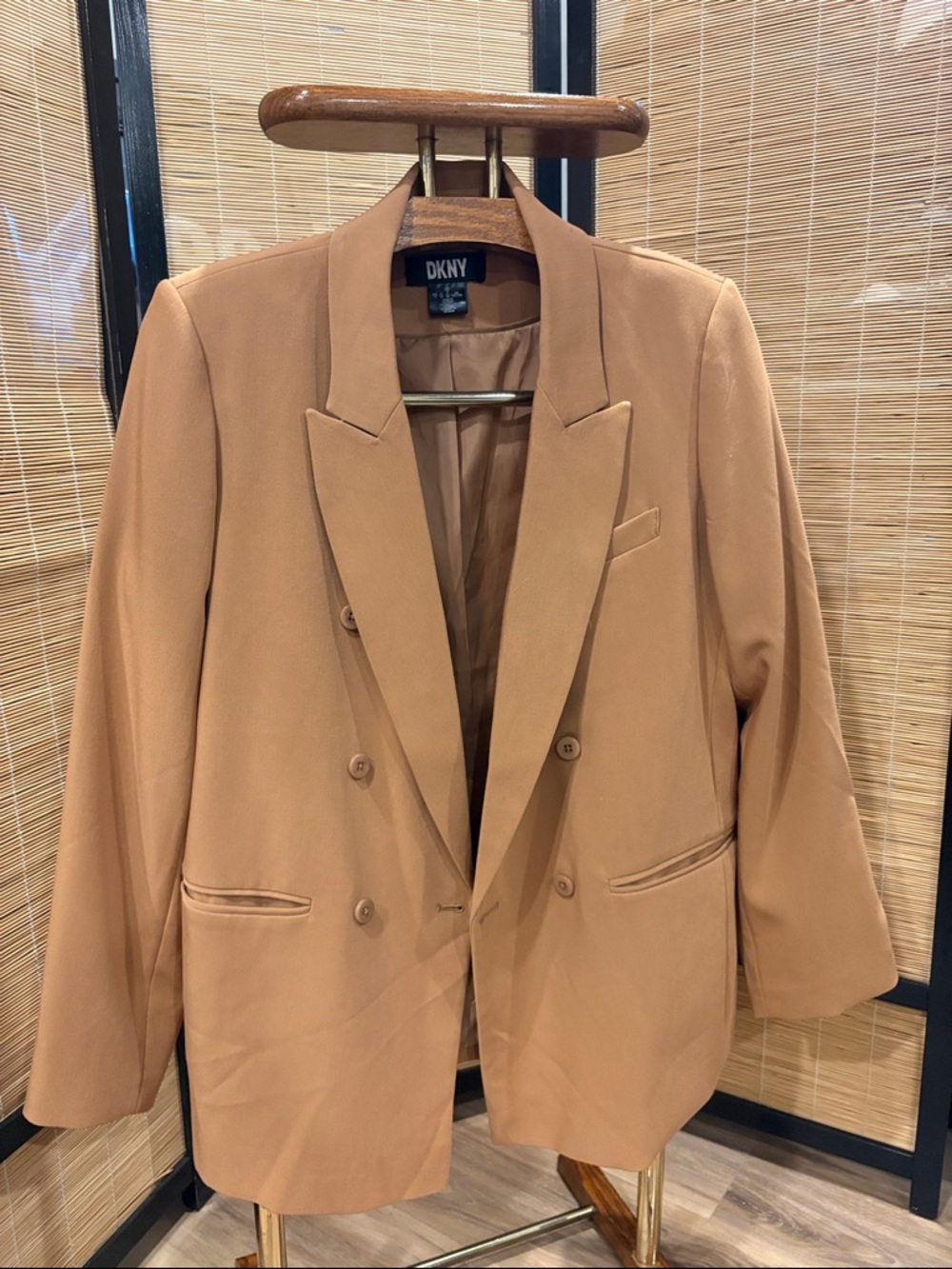 DKNY Double-Breasted Blazer - Camel Brown